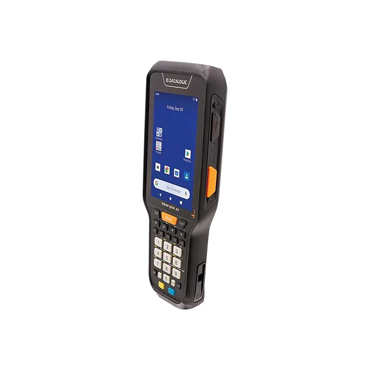 Datalogic Skorpio X5, contactless, 2D, MR, USB-C, BT, Wi-Fi, num., Gun, ext. bat., black, Android