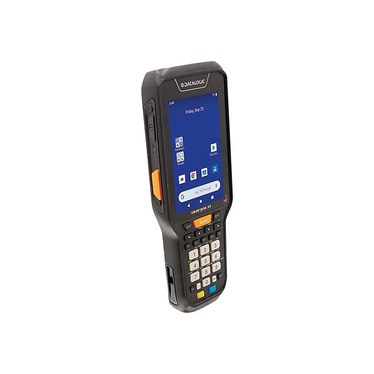 Datalogic Skorpio X5, contactless, 2D, MR, USB-C, BT, Wi-Fi, num., Gun, ext. bat., black, Android