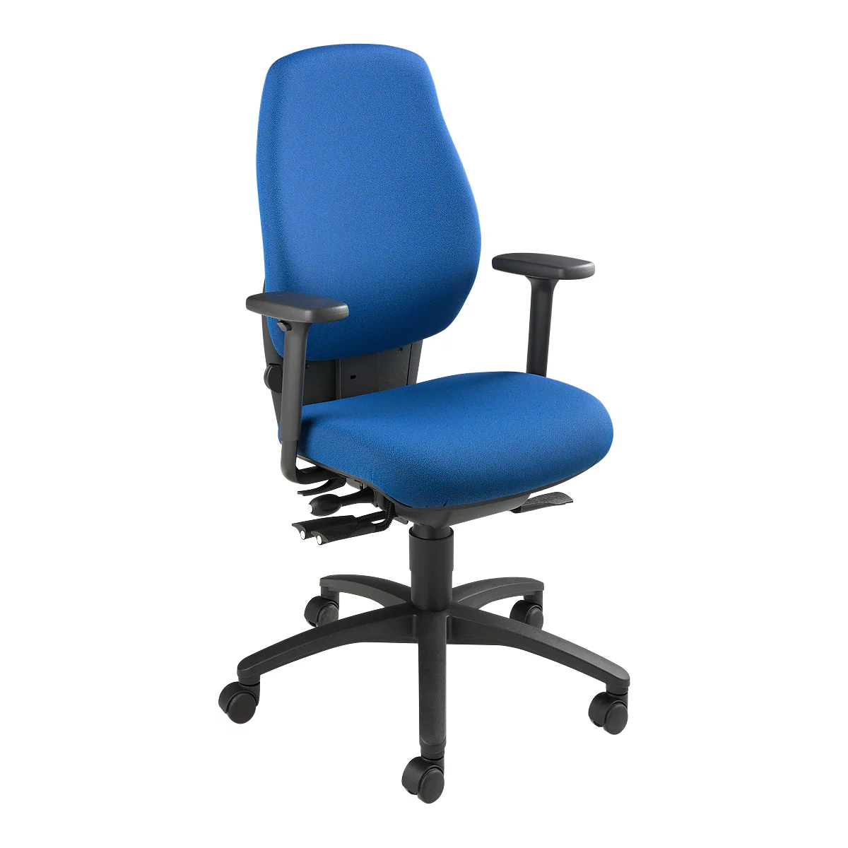 Dauphin bureaustoel SHAPE 28485, synchroonmechanisme, met armleuningen, hoge rugleuning, bekkensteun, blauw