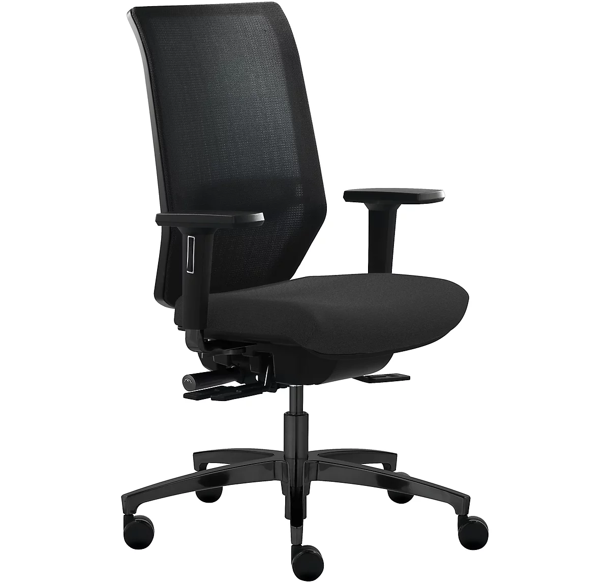 Dauphin bureaustoel SHAPE MESH, met armleuningen, lendenwervelsteun, zittijd langer dan 8 uur, wielen voor tapijt, zwart