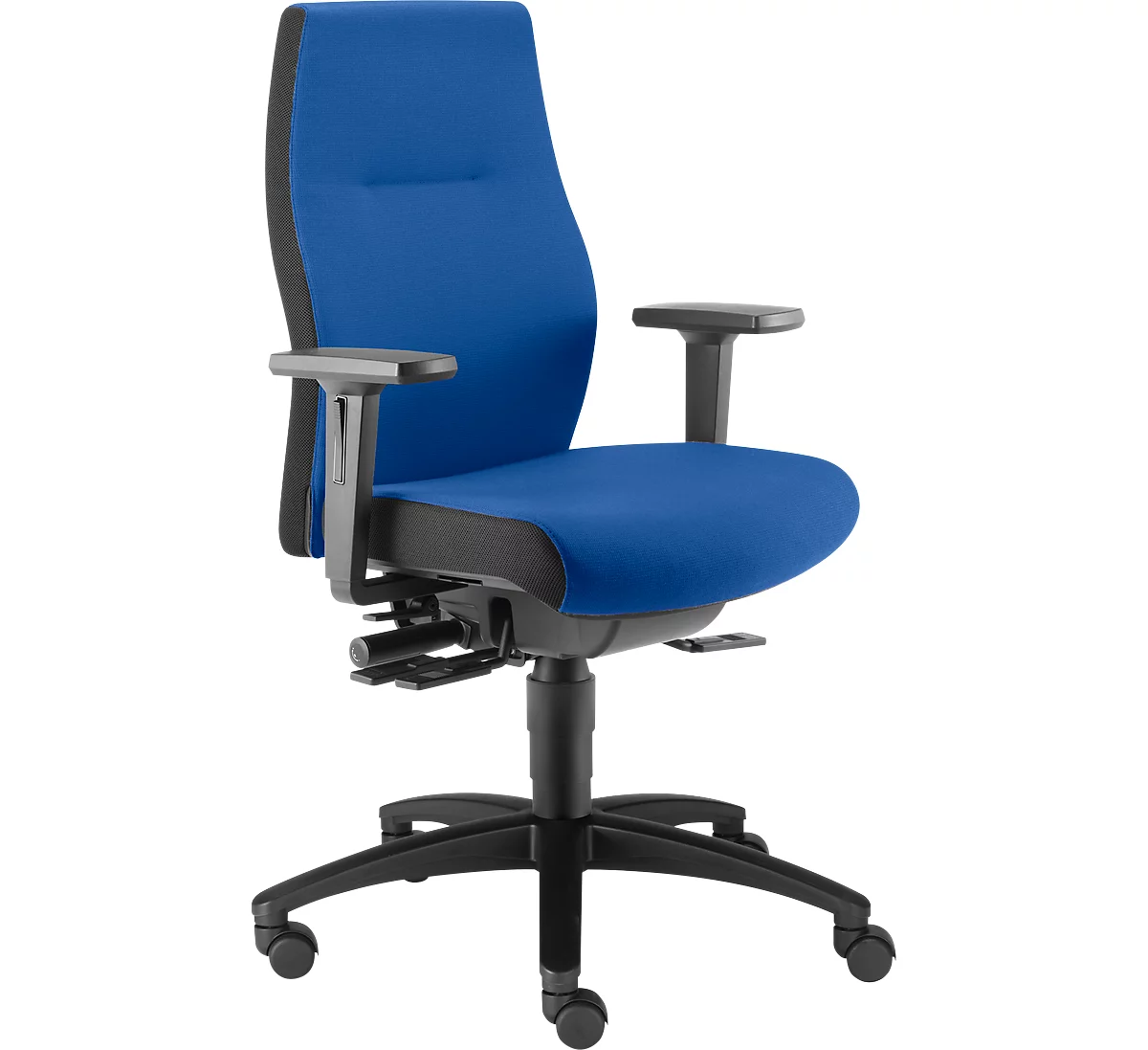 Dauphin bureaustoel SHAPE XTL, synchroonmechanisme, met armleuningen, zittijd langer dan 8 uur, met universele wielen, blauw