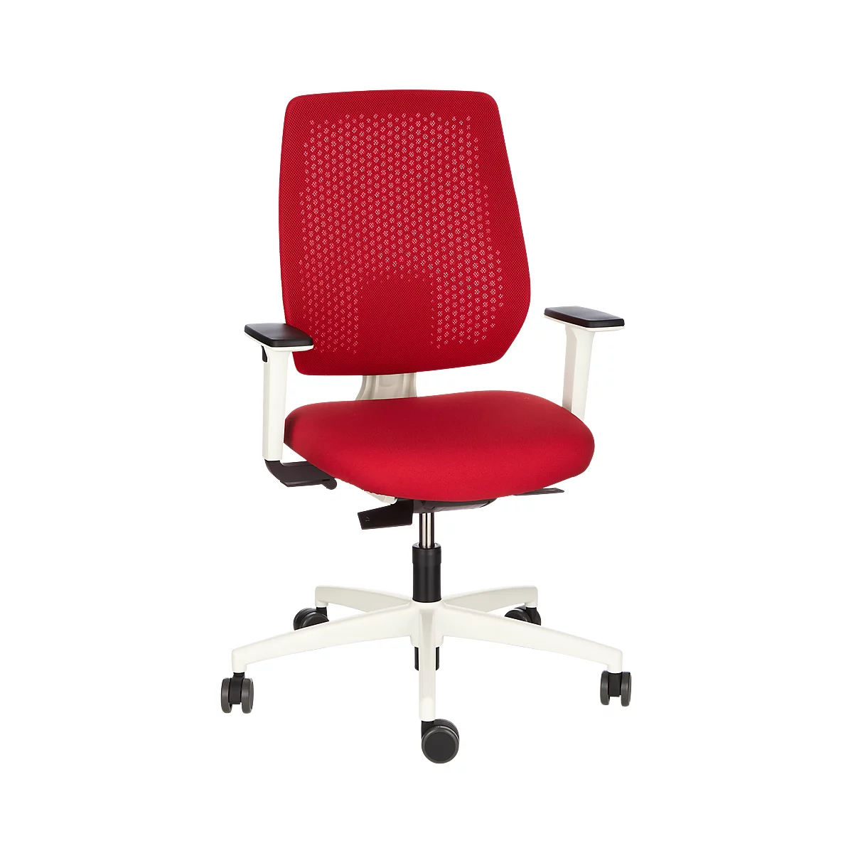 Dauphin bureaustoel SPEED-O, synchroonmechanisme, met armleuningen, Rugleuning met Synchro-Relax-Automatic, onderstel wit, rood