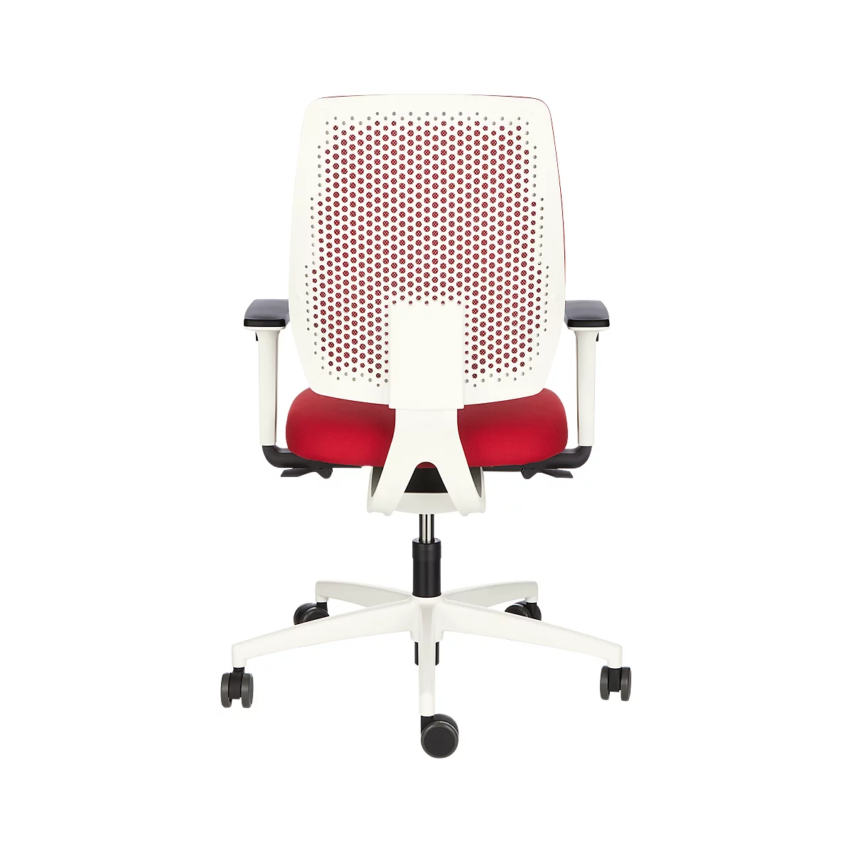 Dauphin bureaustoel SPEED-O, synchroonmechanisme, met armleuningen, Rugleuning met Synchro-Relax-Automatic, onderstel wit, rood