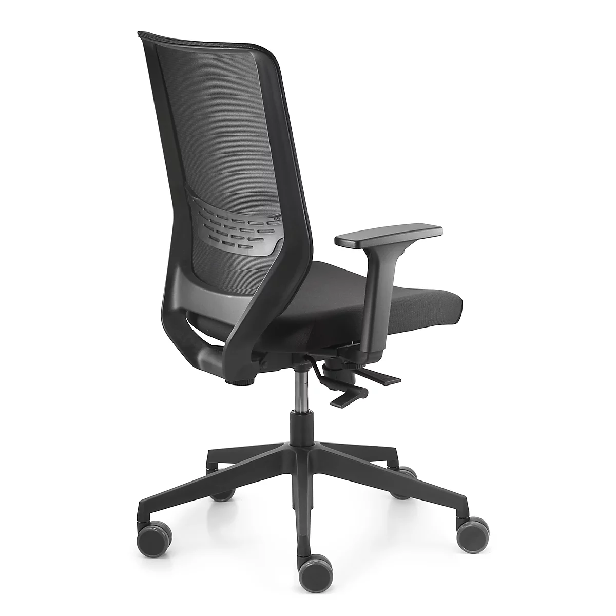 Dauphin bureaustoel to-sync work mesh, met armleuningen, synchroonmechanisme, gestoffeerde comfortzitting, gazen rugleuning, zwart/zwart