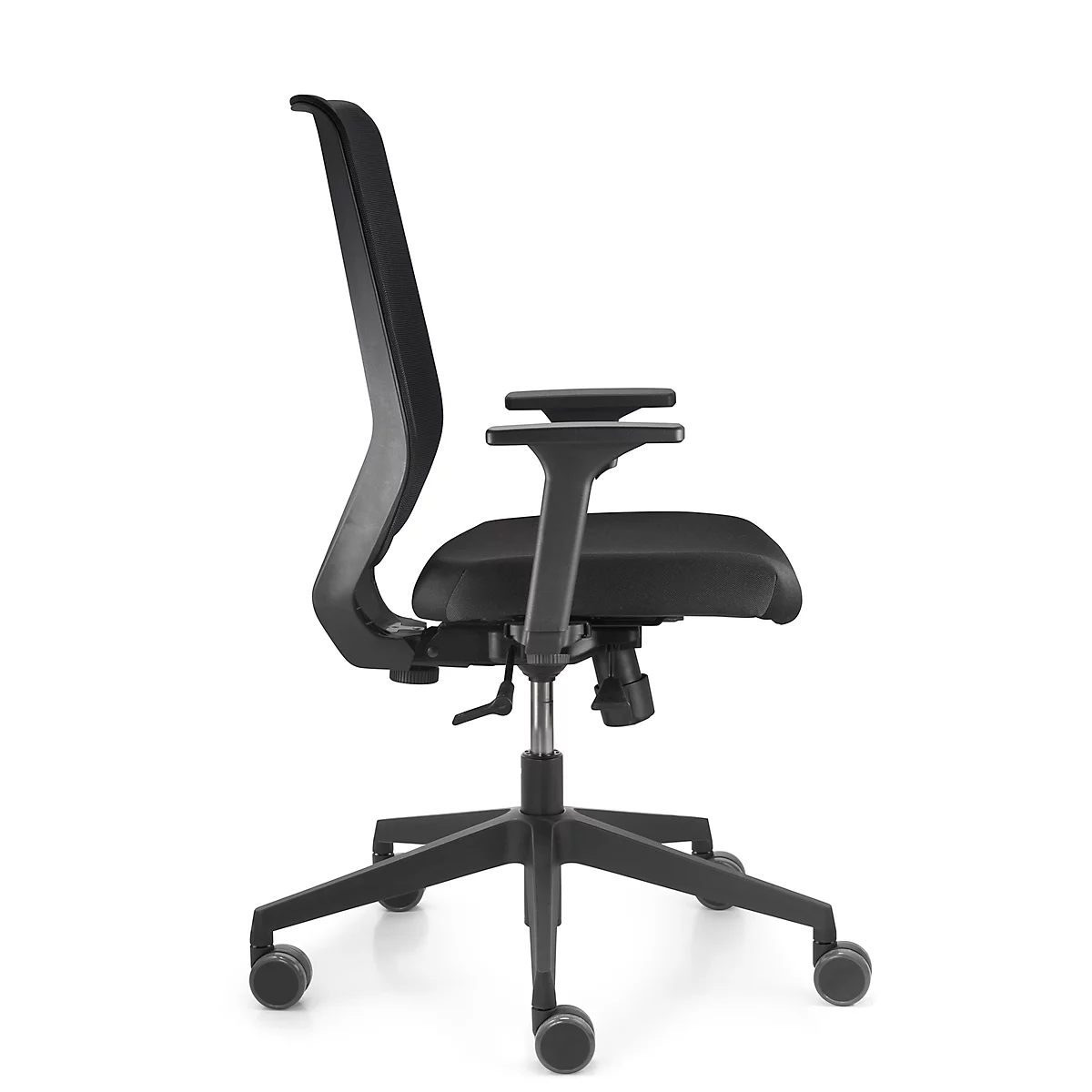 Dauphin bureaustoel to-sync work mesh, met armleuningen, synchroonmechanisme, gestoffeerde comfortzitting, gazen rugleuning, zwart/zwart