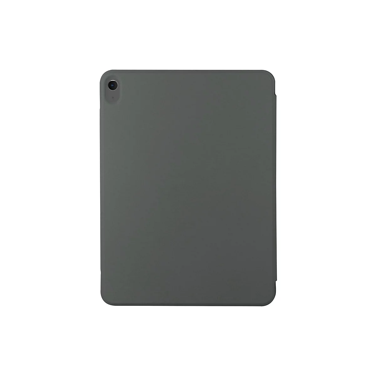 Ein graues Tablet Case vor weißem Hintergrund. Die Kamera ist zu sehen.