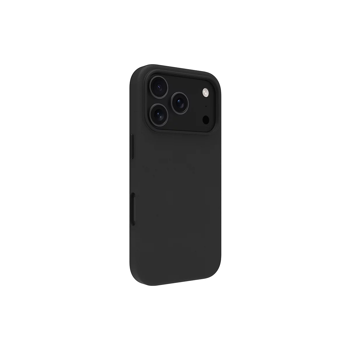 Coque de téléphone noire pour smartphone avec découpes pour appareil photo et boutons.