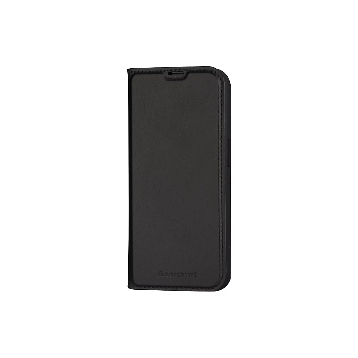 Schwarze Handyhülle mit Logo, Lederoptik.