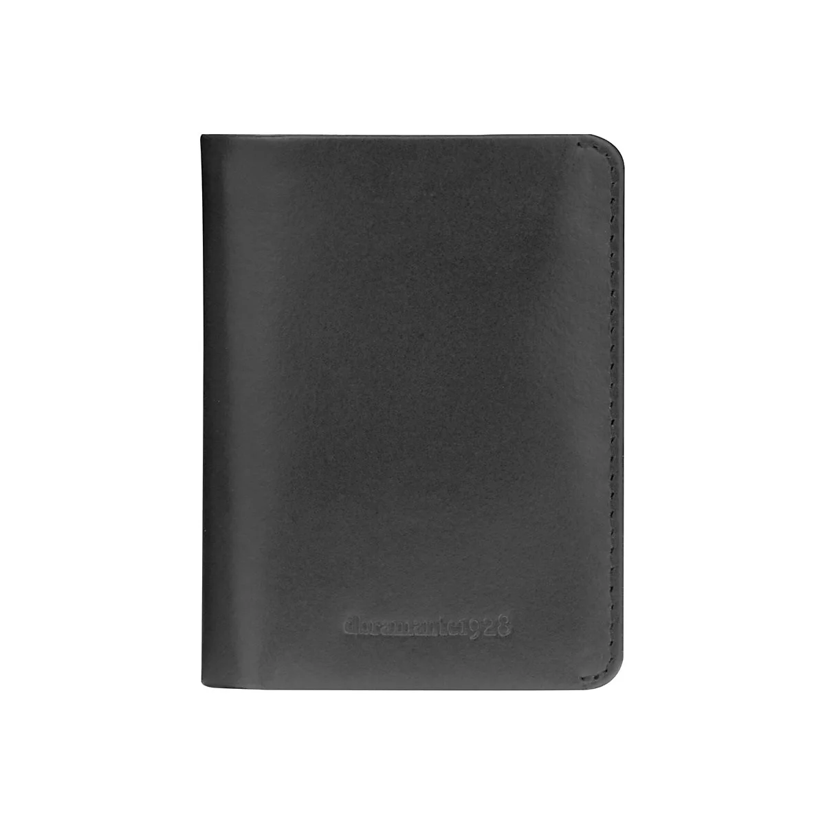 Schwarzes Lederetui mit abgerundeten Ecken und dem Schriftzug "doramaria1928".