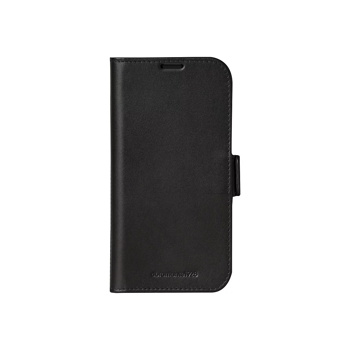 Schwarzes Handy-Case im Querformat, mit Logo-Schriftzug. Auf weißem Hintergrund.