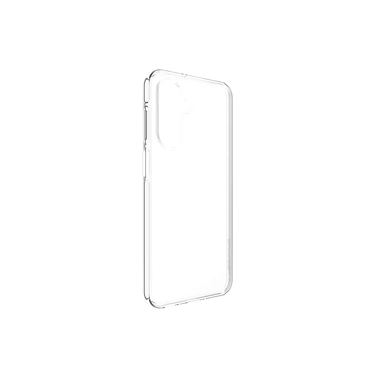 Durchsichtige Handyhülle aus Kunststoff. Die Hülle zeigt das Design und die Form des Smartphones.