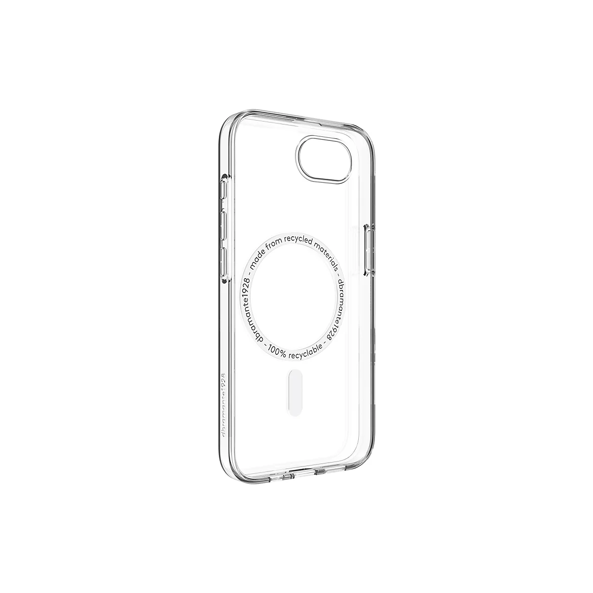 Transparente Handyhülle mit Text: made from recycled materials, 100% recyclable. 