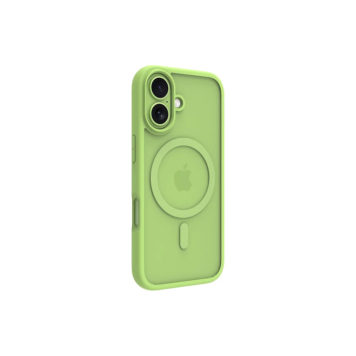 Ein hellgrüner Schutzcase für ein Smartphone. Im Zentrum ist ein Apple-Logo erkennbar.