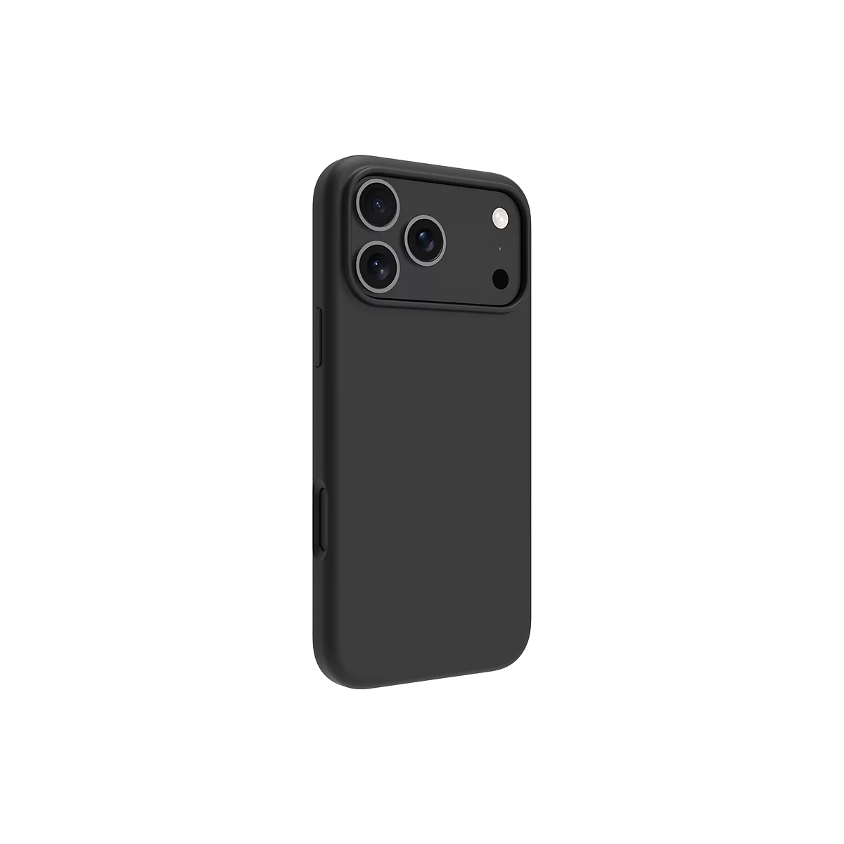 Schwarze Handyhülle für ein Smartphone mit mehreren Objektiven, auf weißem Hintergrund.