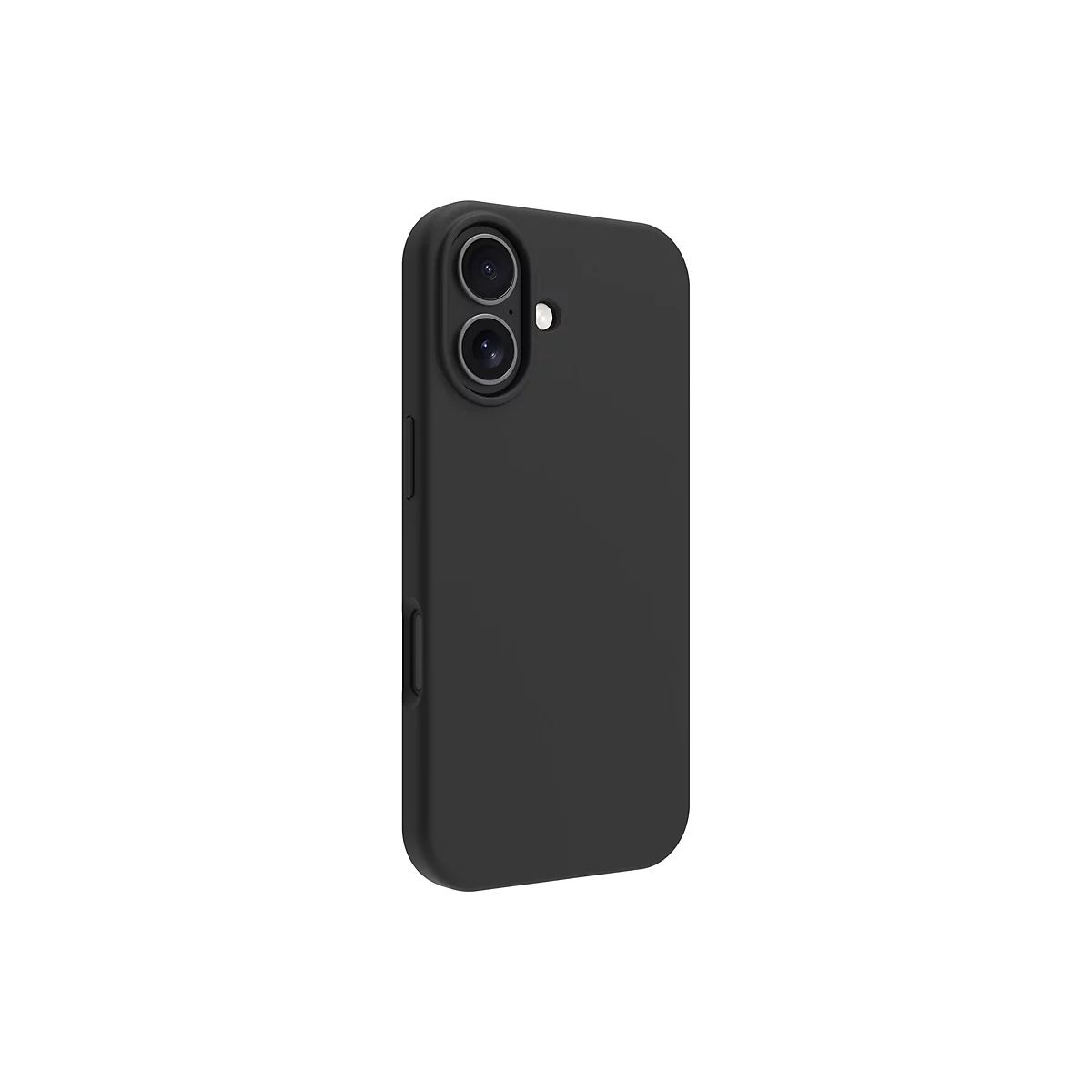 Ein schwarzes Smartphone Case. Auf der Rückseite sind zwei Kameraobjektive und ein Blitz zu sehen.