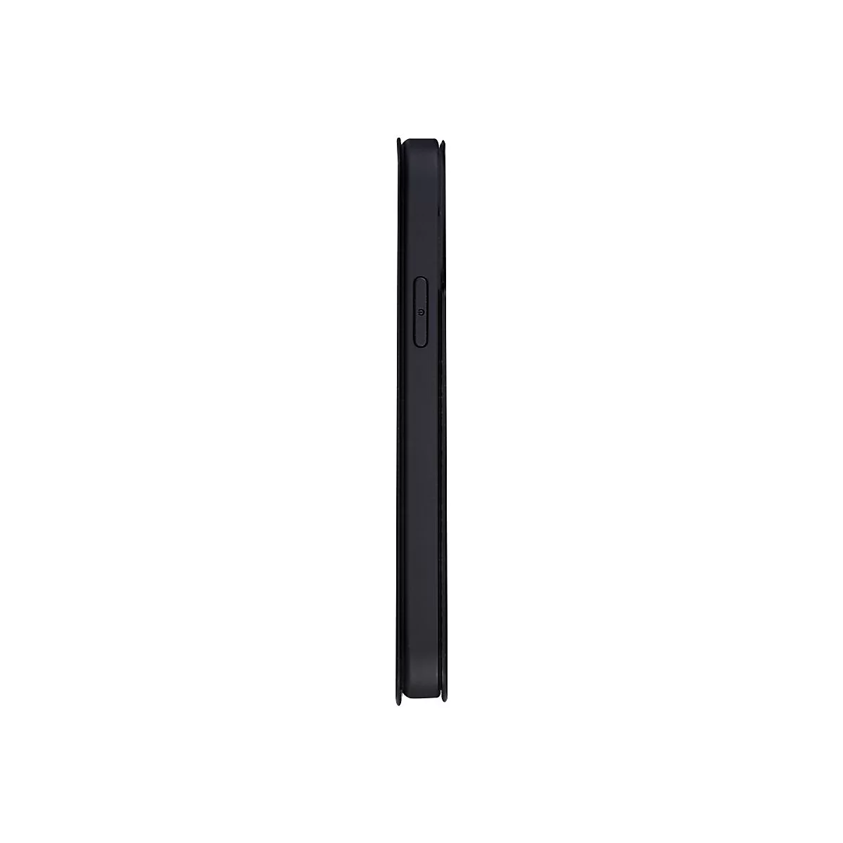 Schwarzes Smartphone-Case in Seitenansicht. Tasten und Aussparungen sind erkennbar.
