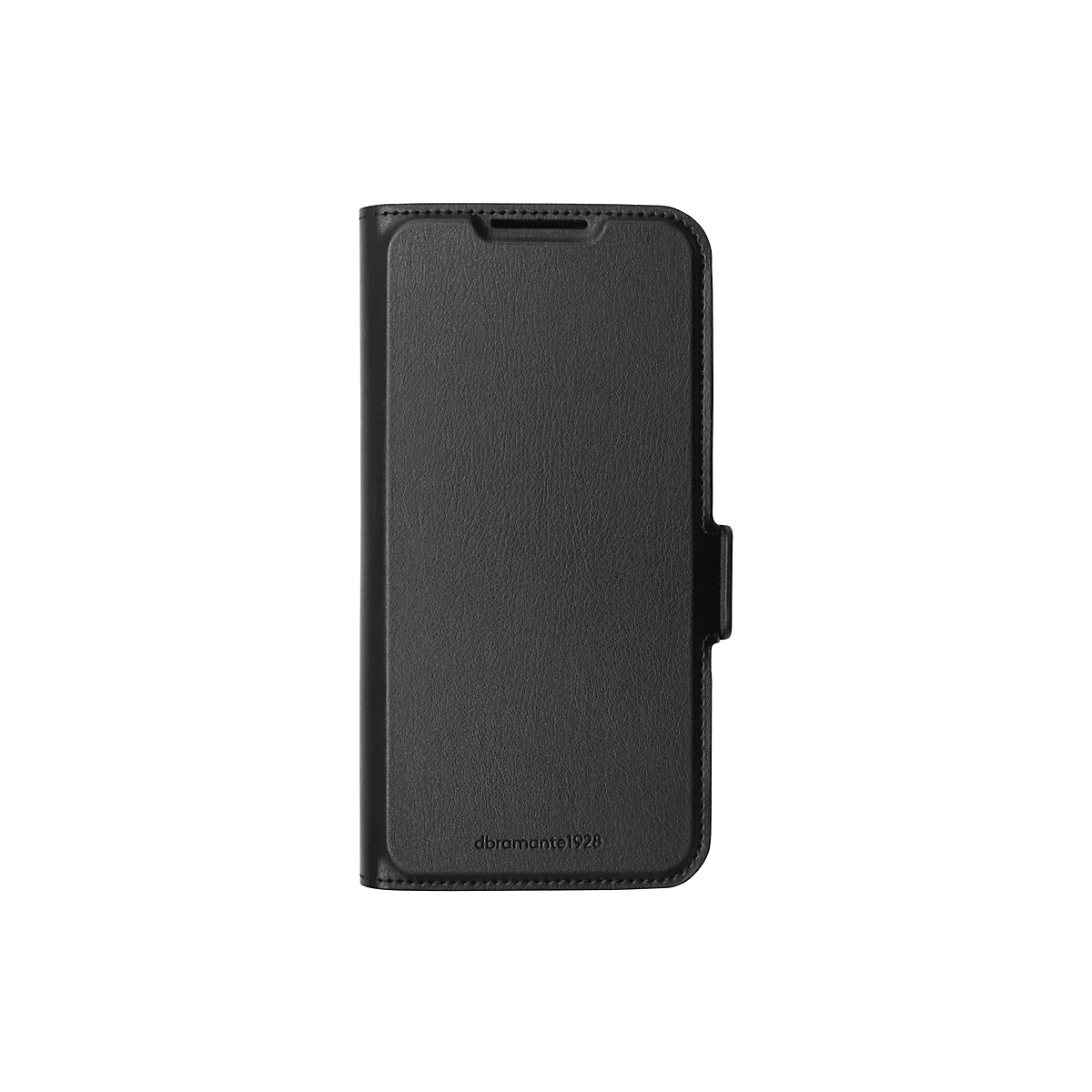 Schwarzes Handy-Case aus Leder, mit Logo-Schriftzug.