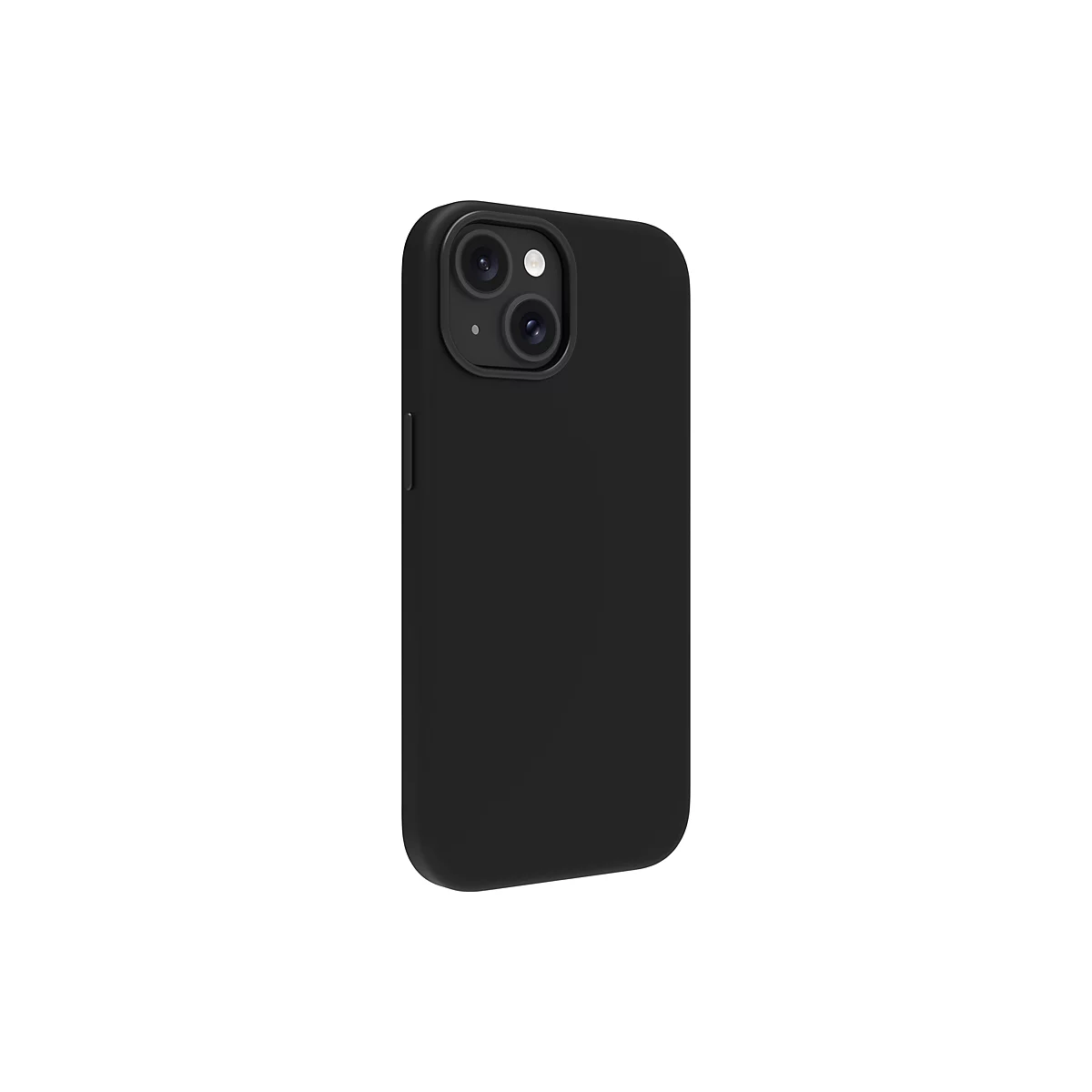 Schwarzes Smartphone Case mit zwei Kameras, vor weißem Hintergrund.