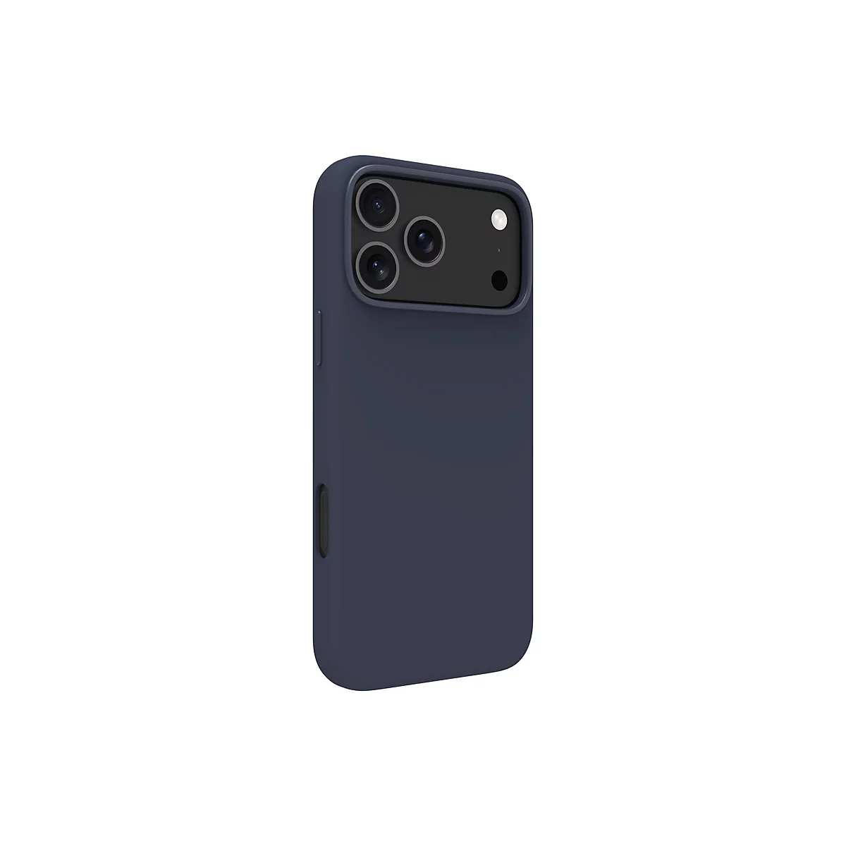 Dunkelblaues Handycase für ein Smartphone. Auf der Rückseite sind Kameraobjektive zu sehen.