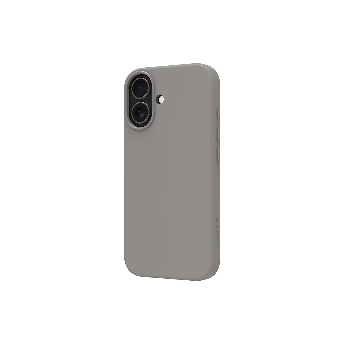Graue Smartphone-Hülle, die eine Kamera und Knöpfe zeigt.
