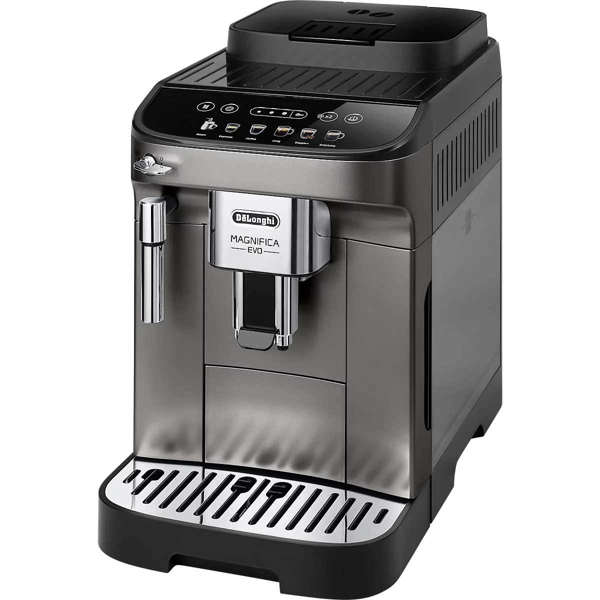 De'Longhi Machine à café automatique Magnifica Evo ECAM290.42.TB, pour grains/poudre, jusqu'à 1,8 l/250 g, 6 touches de sélection directe, mousseur à lait, gris titane-noir