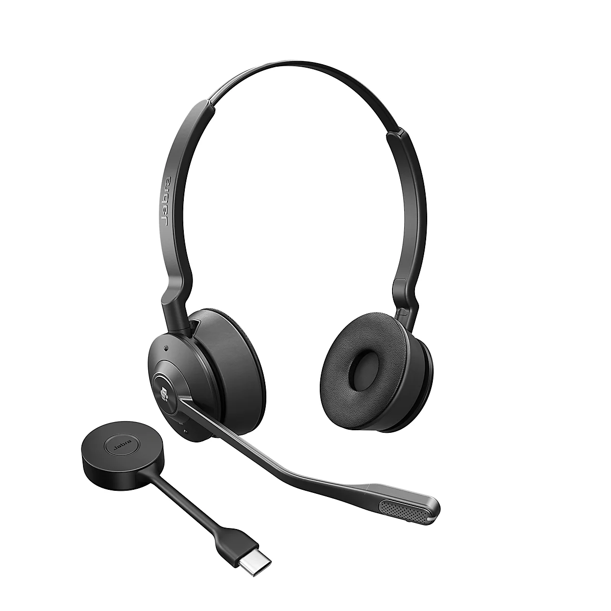 DECT-headset Jabra Engage 55 Stereo, draadloos, USB-C-adapter, compatibel met MS Teams, batterijduur tot 13 uur