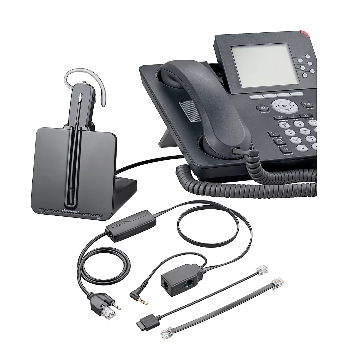 DECT-headset Plantronics CS540, snoerloos/monogeluid, incl. telefoonadapter APA-23, 120 m bereik