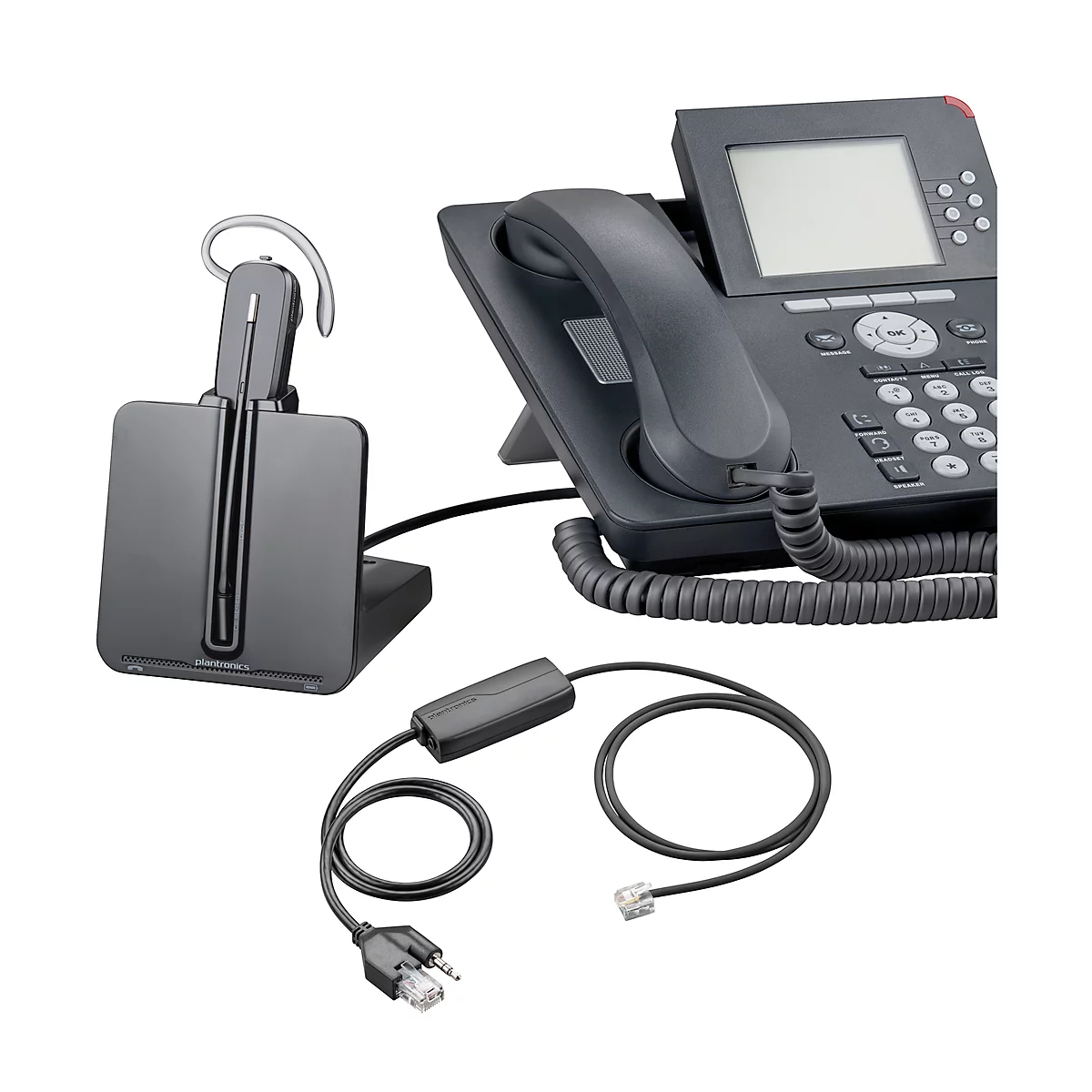 DECT-headset Plantronics CS540, snoerloos/monogeluid, incl. telefoonadapter APS-11, 120 m bereik