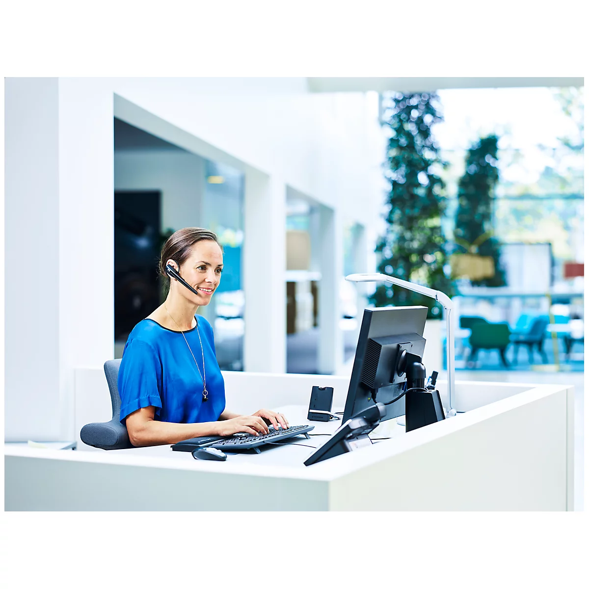 DECT-headset Sennheiser D 10 Phone, snoerloos/monogeluid, met telefoonadapter CEHS-CI02, 55 m bereik