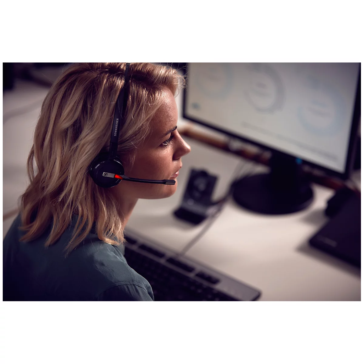 DECT-headset Sennheiser SDW 5015, draadloos, monogeluid, UC-geoptimaliseerd, Super-wideband-audio
