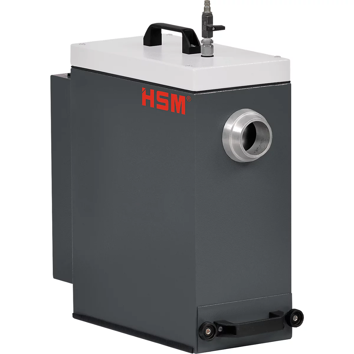 Deduster HSM DE 1-8 voor opvulmachine HSM ProfiPack P425, B 390 x D 210 x H 500 mm, lichtgrijs &amp; ijzergrijs