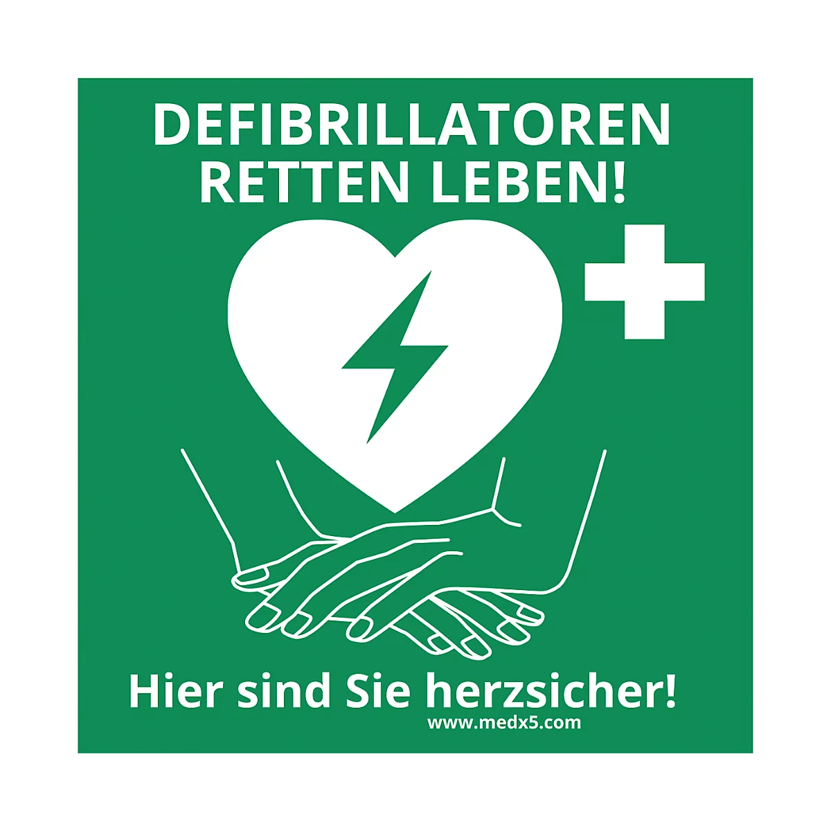 Defibrillator AED-Standortaufkleber, Größe M, B 200 x T 200 mm