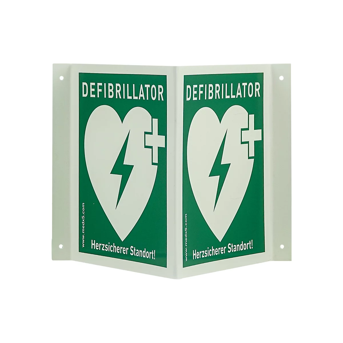 Defibrillator AED-Winkelschild, B 200 x H 200 mm, fluoreszierend