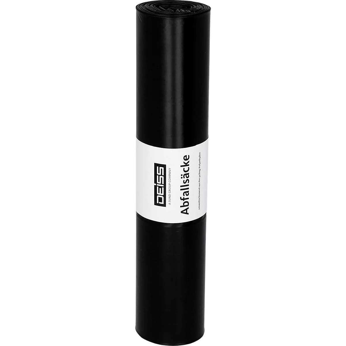 Deiss afvalzakken, 120 liter, gerecycled LDPE, scheurvast en veelzijdig, B 700 x H 1100 mm, zwart, 31 µm, 250 stuks