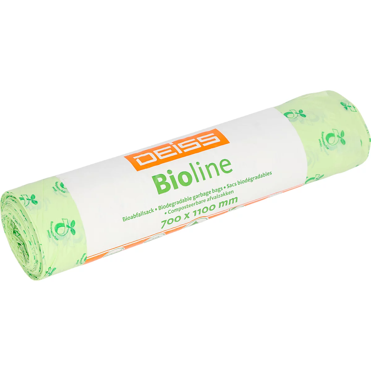 DEISS Bioline Bioabfallsäcke, Biofolie Ecovio, natur, B 700 x H 1100, 120 Liter, 250 Stück