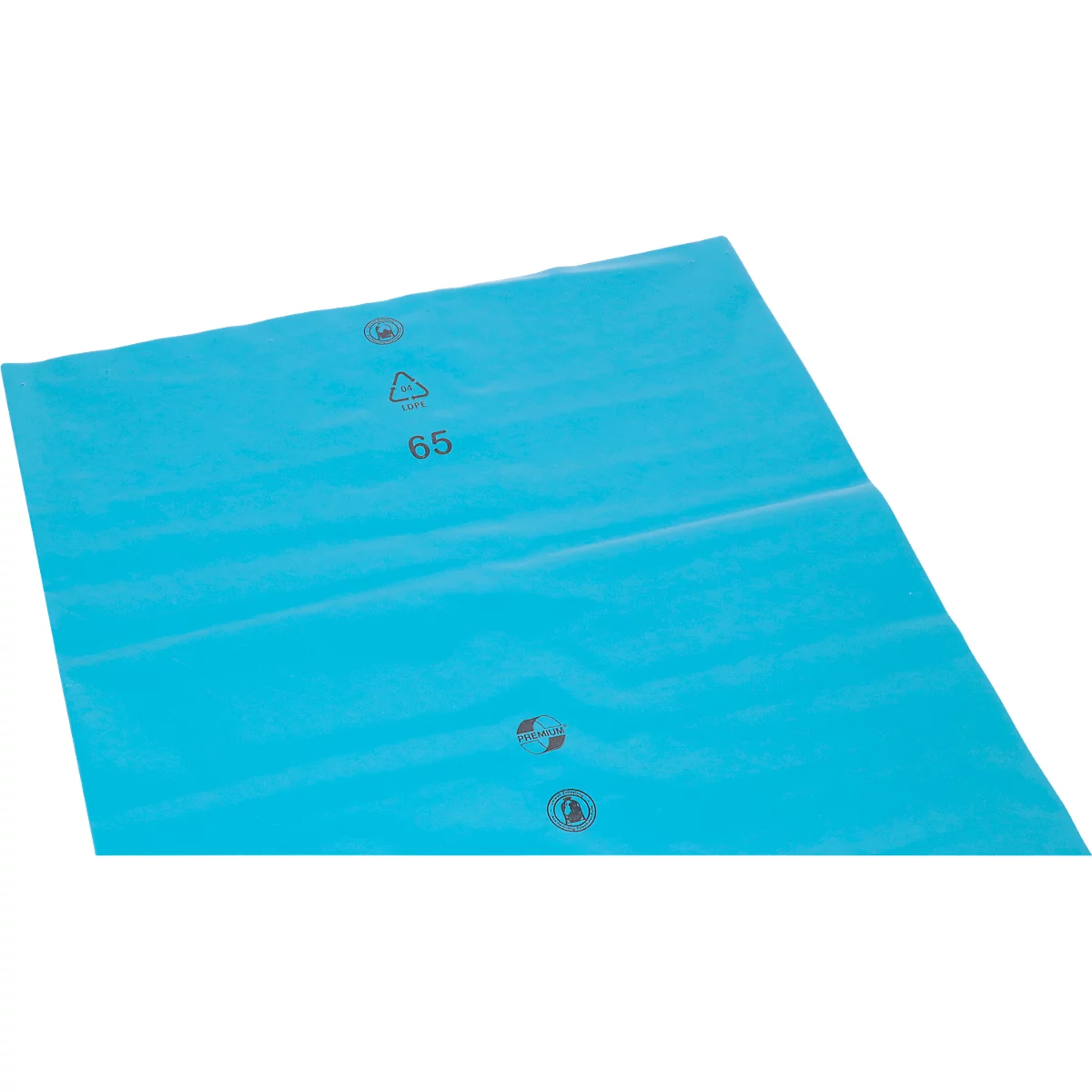 Deiss PREMIUM® afvalzakken, 240 liter, gerecycled LDPE, robuust en veelzijdig, B 650+550 x H 1350 mm, blauw, 100 stuks