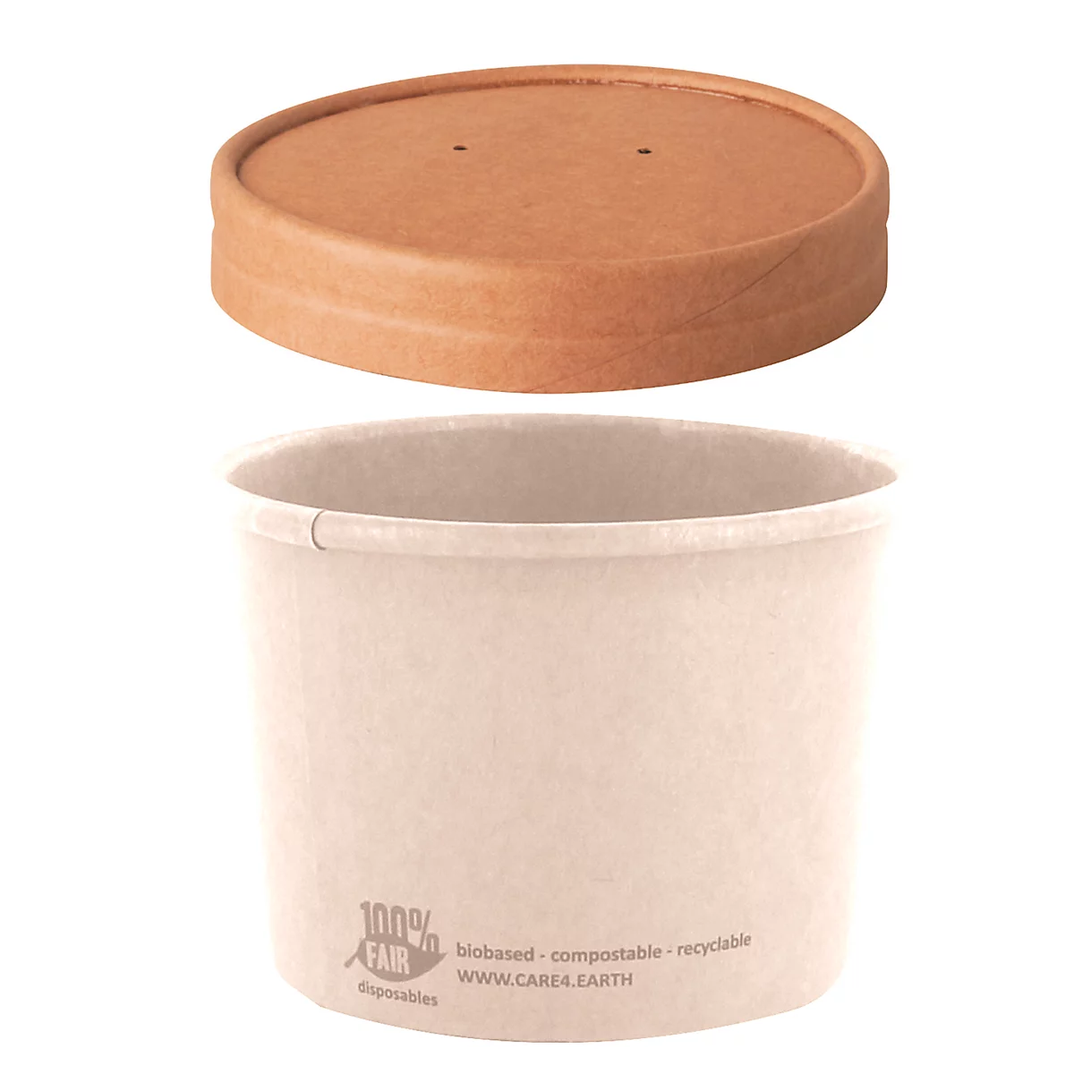 Deksels Papstar pure, voor soepbekers, Ø 115 mm, 25 st., composteerbaar, karton uit primaire vezels, bruin