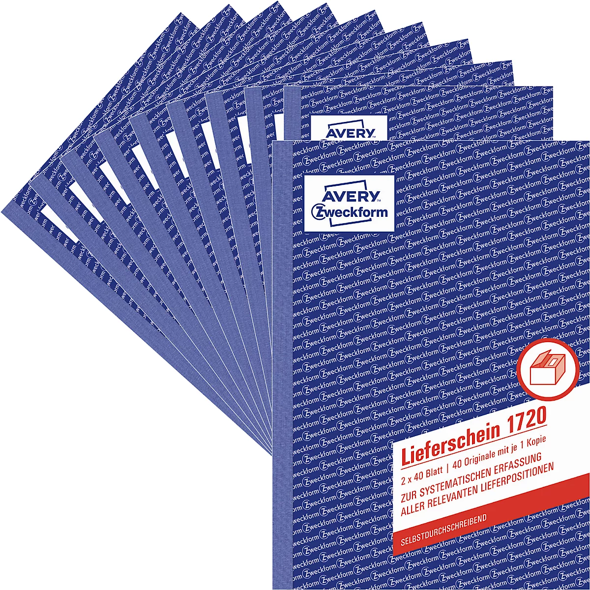 Blue Avery Zweckform delivery note sheets, text, pack of 1720 sheets.