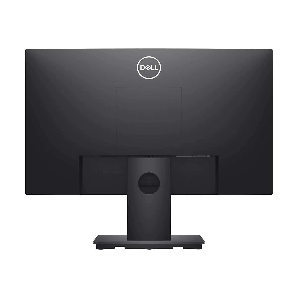 Arrière d'un écran Dell noir. Logo Dell centré en haut. Ports en bas.