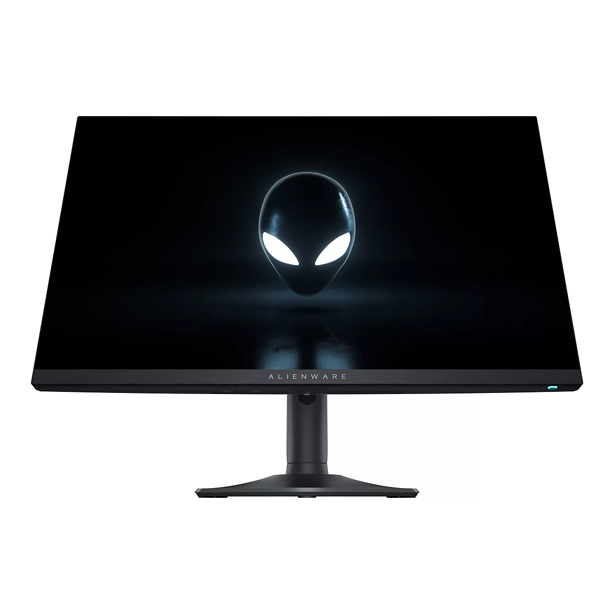 Schwarzer Alienware-Monitor mit Alien-Logo auf dem Bildschirm. Unterhalb des Bildschirms ist der Schriftzug "ALIENWARE" zu sehen.