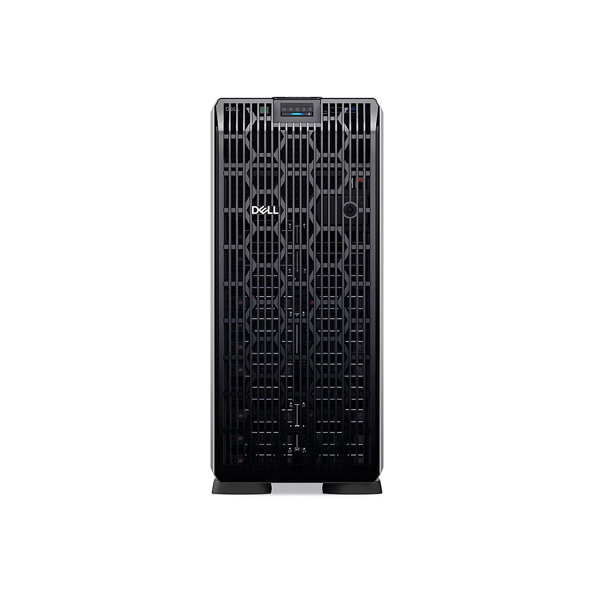 Schwarzer Server-Tower mit Dell-Logo, Frontansicht.