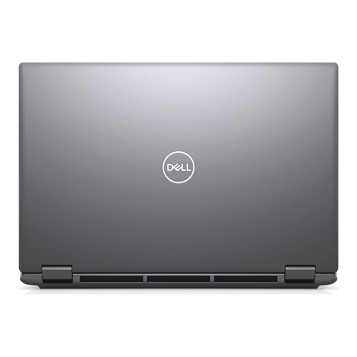 Dunkelgraues Laptop-Cover. Das Dell-Logo befindet sich in der Mitte.