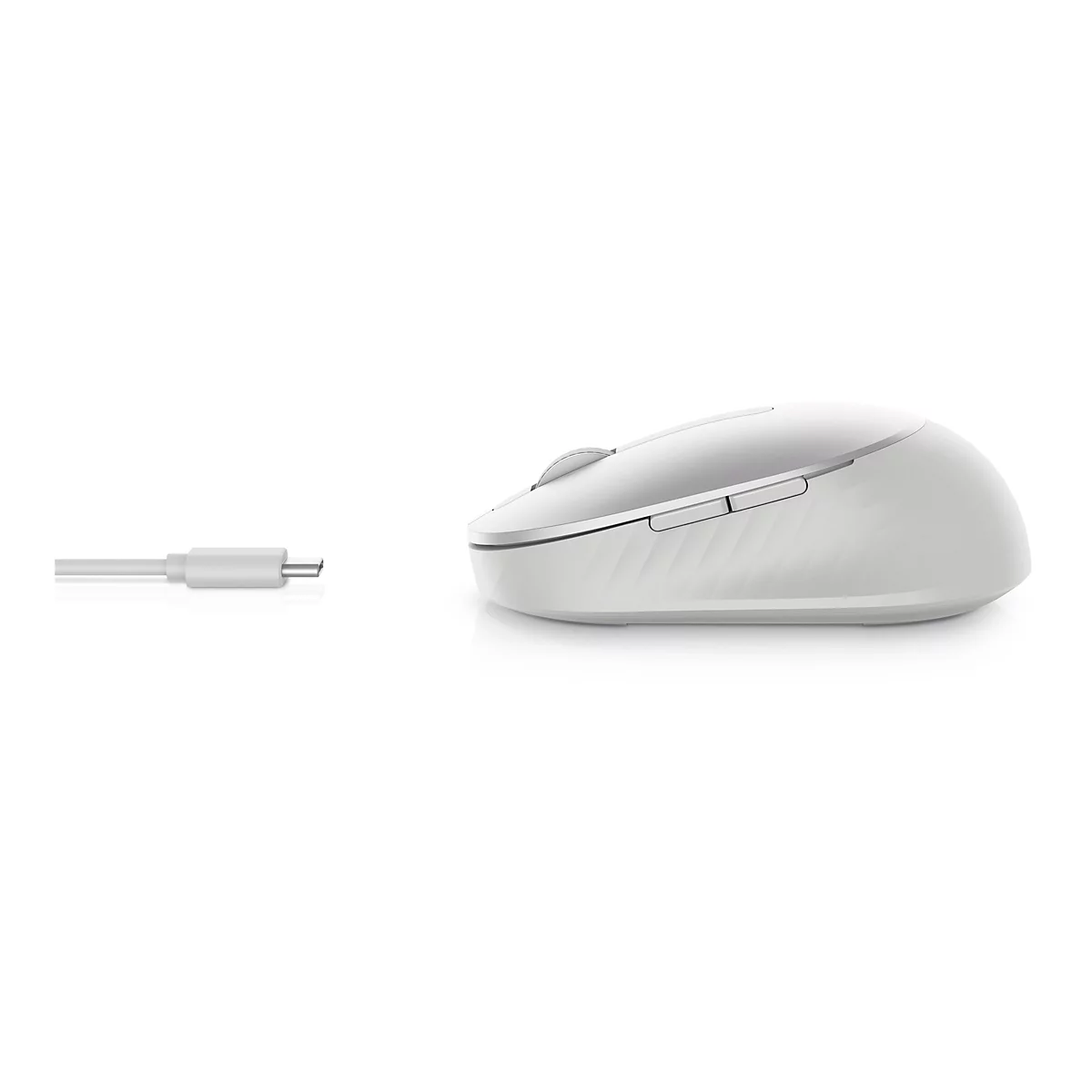 Dell Pro Premium kompakte Maus – MS7421W - Platinum Silver (silber) - Beidhändig - Optisch - RF Wireless + Bluetooth - 1600 DPI - Platin - Silber