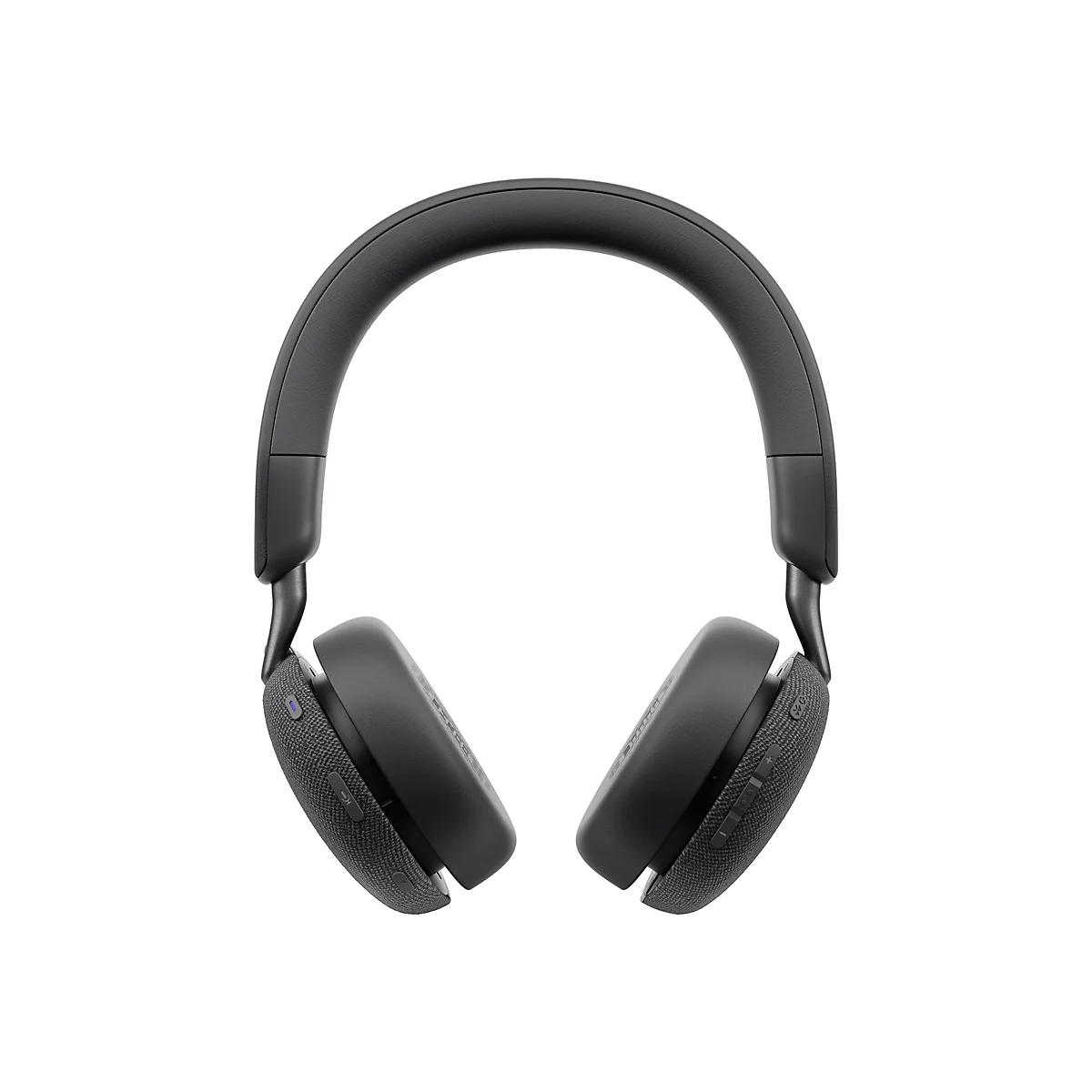 Schwarzer Over-Ear-Kopfhörer vor weißem Hintergrund. Der Kopfbügel und die Ohrmuscheln sind aus schwarzem Kunststoff und Stoff gefertigt.