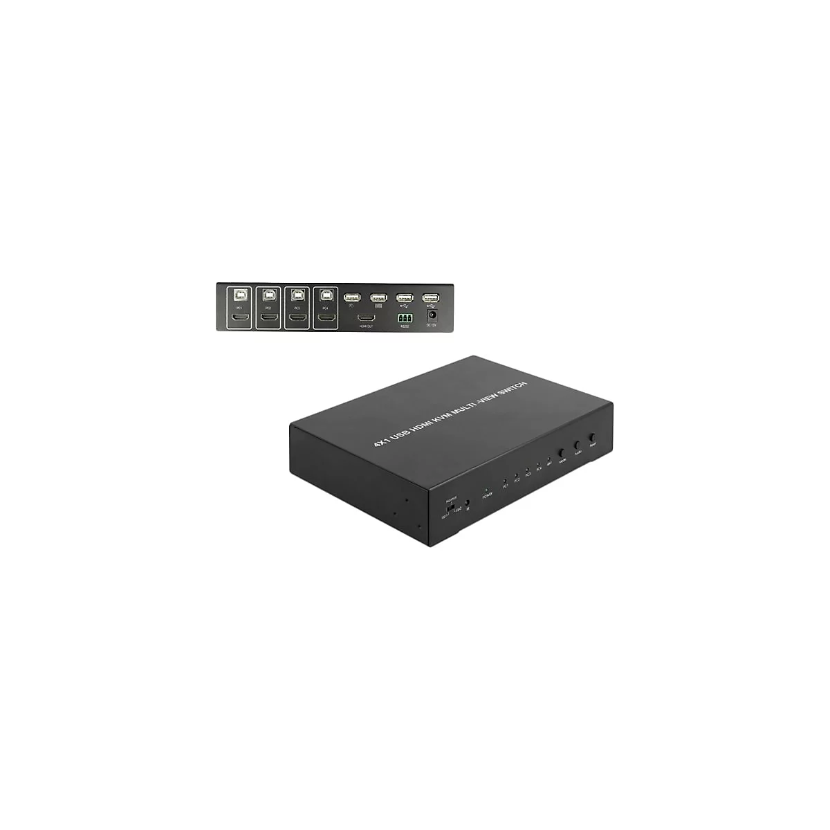 Delock 4 in 1 Multiview - KVM-/Audio-/USB-Switch - 4 Anschlüsse