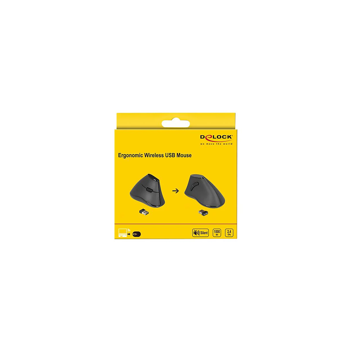 Delock Ergonomic - Vertikale Maus - ergonomisch - Für Rechtshänder - optisch - 5 Tasten