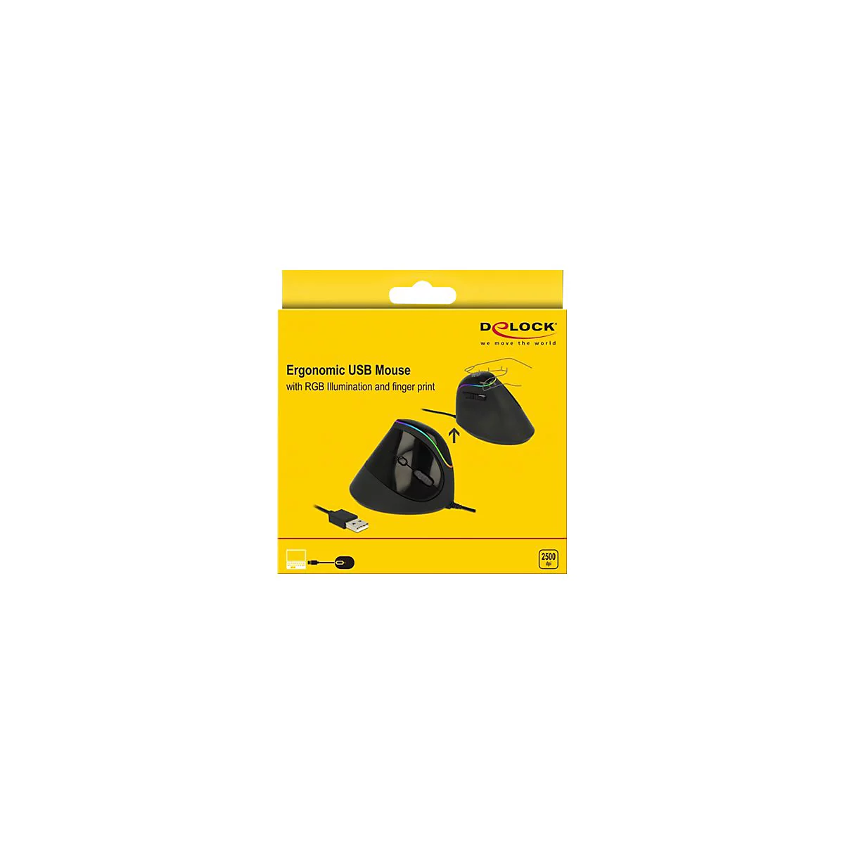 Delock Ergonomic - Vertikale Maus - ergonomisch - Für Rechtshänder - optisch - 6 Tasten