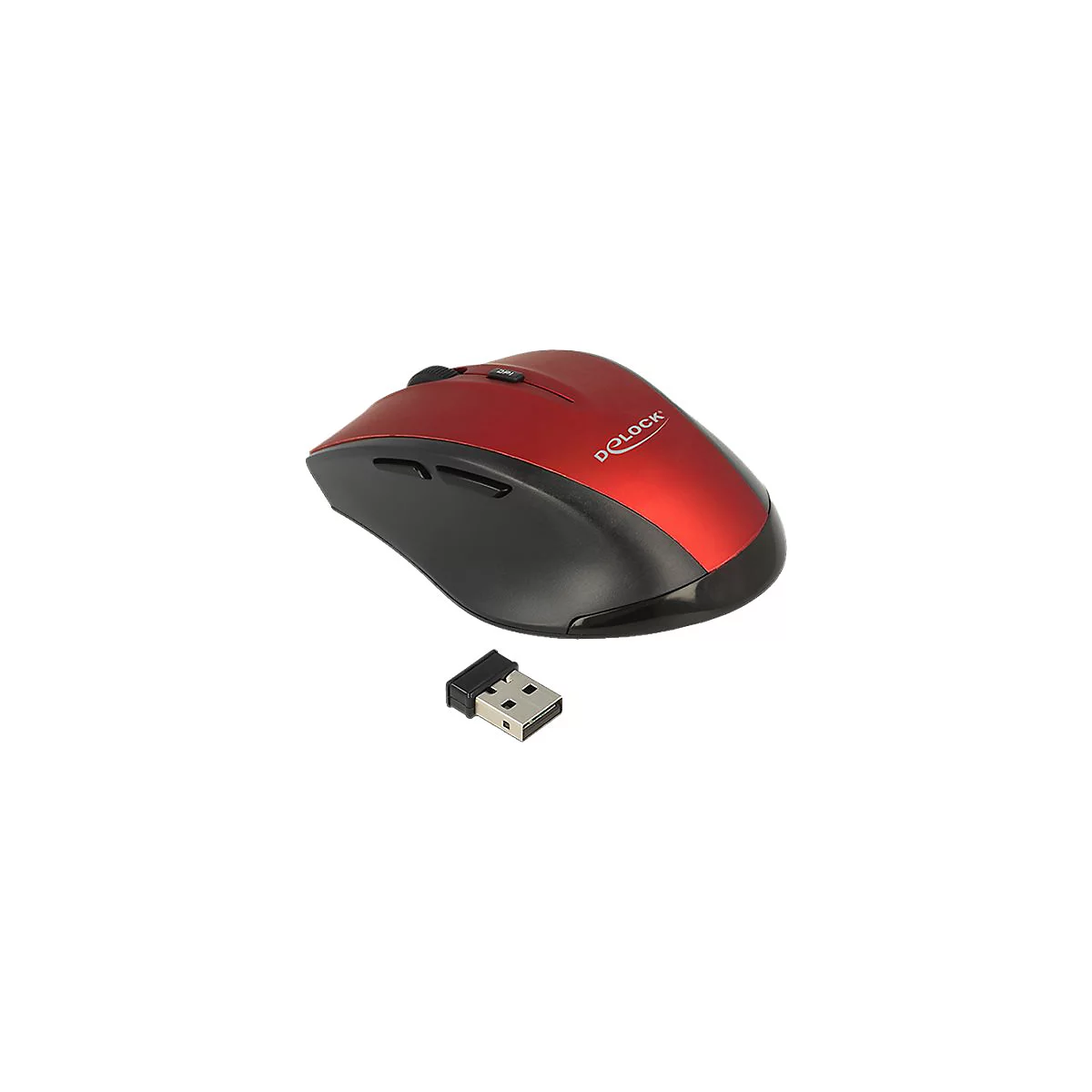 Delock - Maus - 2.4 GHz - Schwarz / Rot