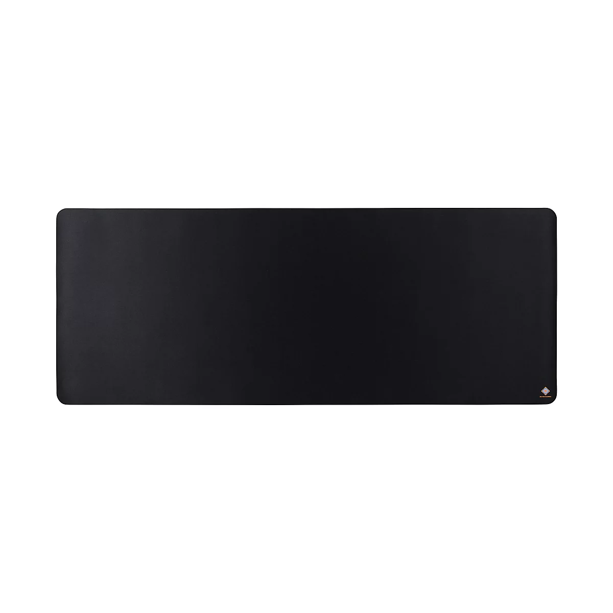 Großes schwarzes Mauspad mit abgerundeten Ecken. Unten rechts kleines Logo: "Deltraco Gaming".
