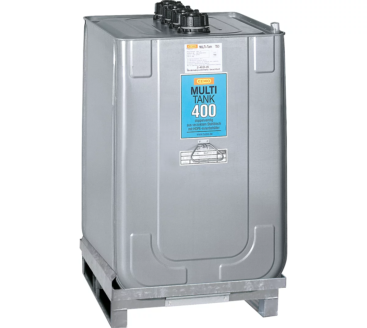 Depósito para lubricante Multi-Tank, para aceite limpio y usado, incl. cubeta colectora galvanizada, HDPE, capacidad 400 l